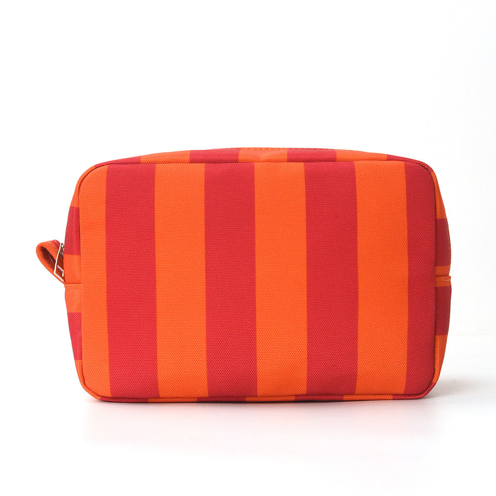 Bold Stripe Corduroy Boxy Cosmetic Pouch - Orange