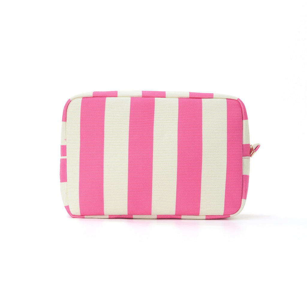 Bold Stripe Corduroy Boxy Cosmetic Pouch - Rose_red