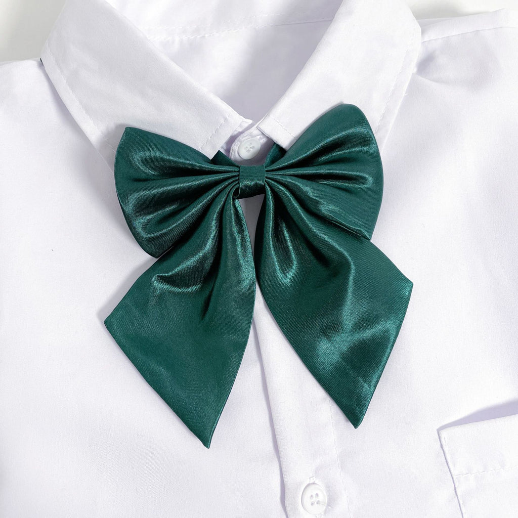 Glossy Satin Ribbon Bow Tie for Uniforms - Green