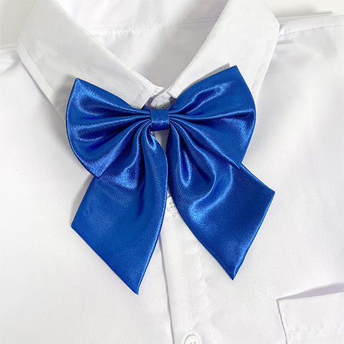 Glossy Satin Ribbon Bow Tie for Uniforms - Royal-Blue