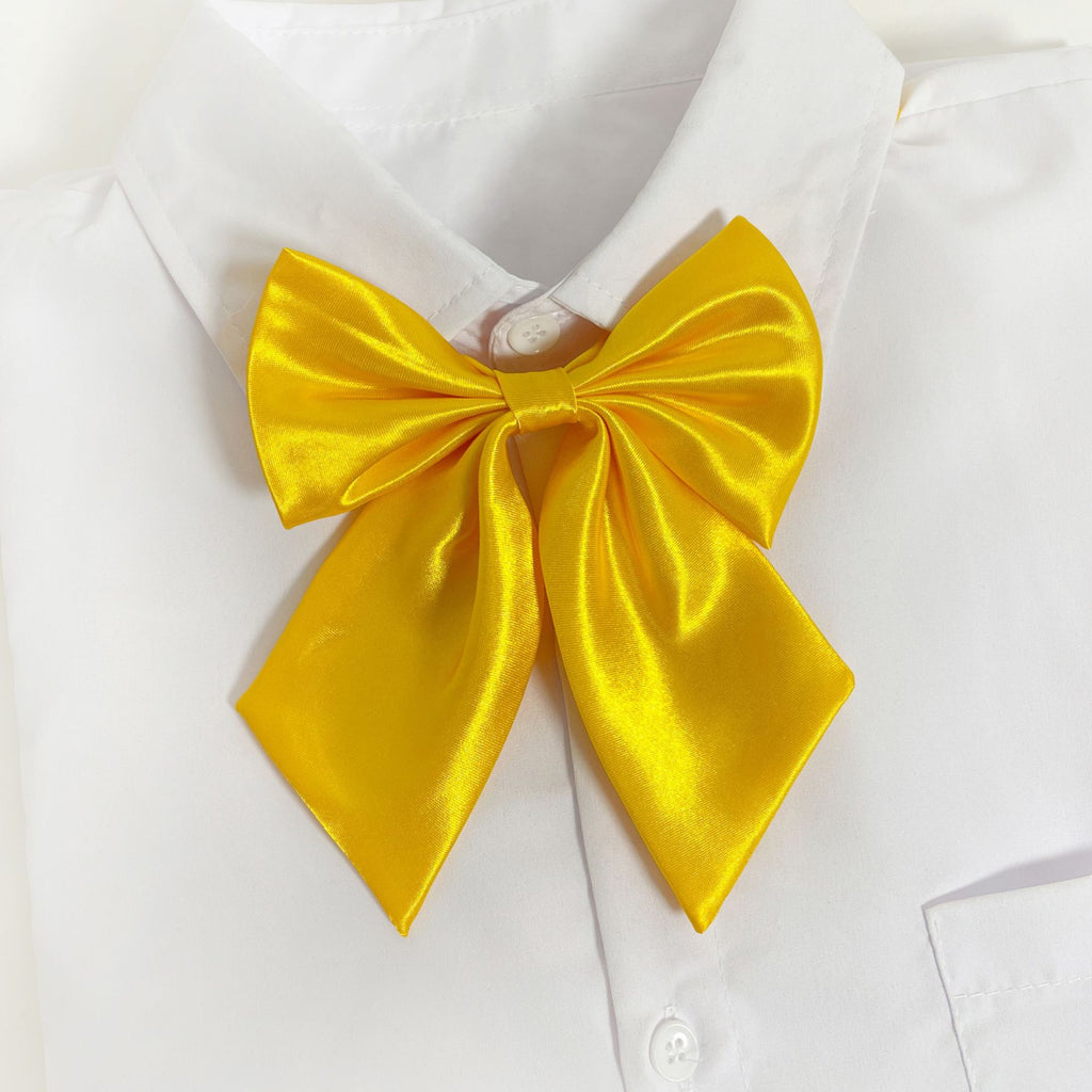 Glossy Satin Ribbon Bow Tie for Uniforms - Yellow