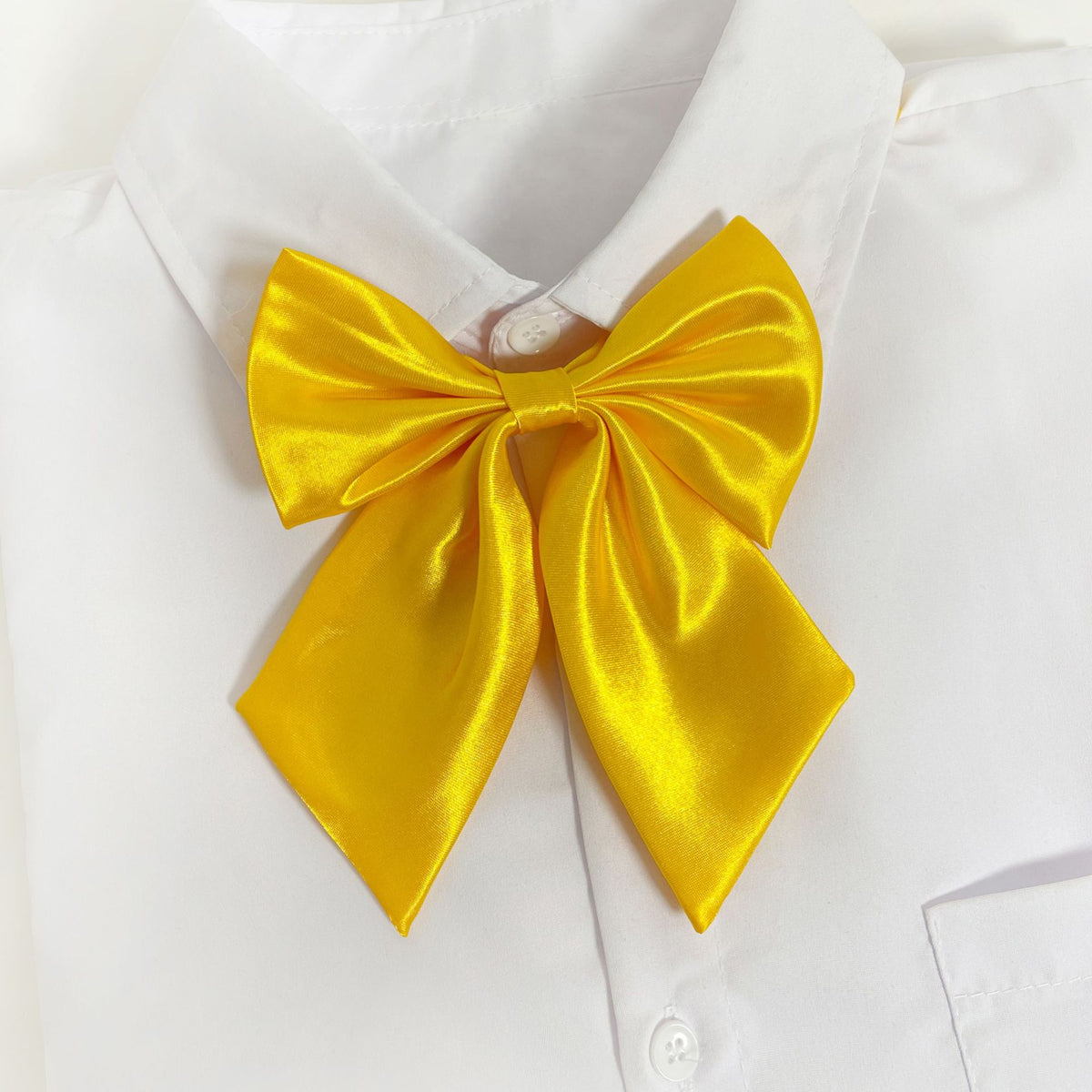 Glossy Satin Ribbon Bow Tie for Uniforms - Yellow
