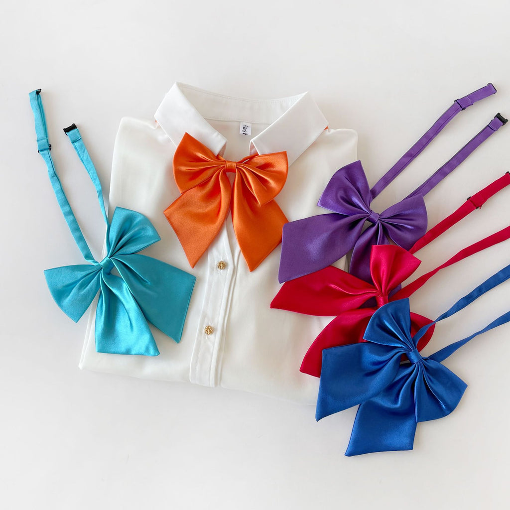 Glossy Satin Ribbon Bow Tie for Uniforms