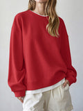 Oversized Drop Shoulder Crewneck Sweatshirt - Red