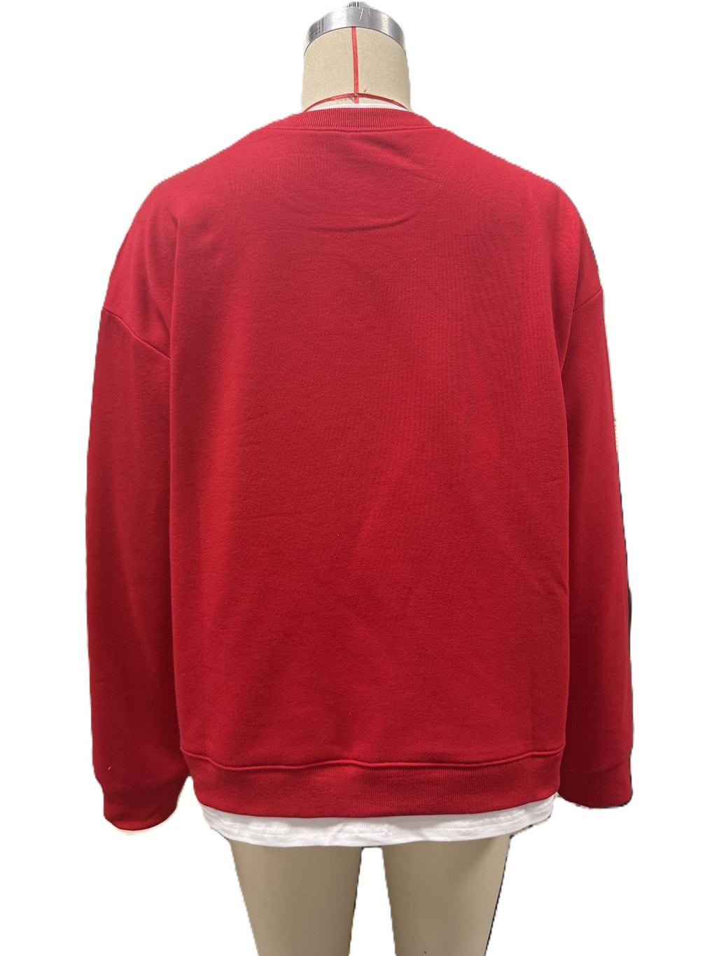 Oversized Drop Shoulder Crewneck Sweatshirt - Red - 4