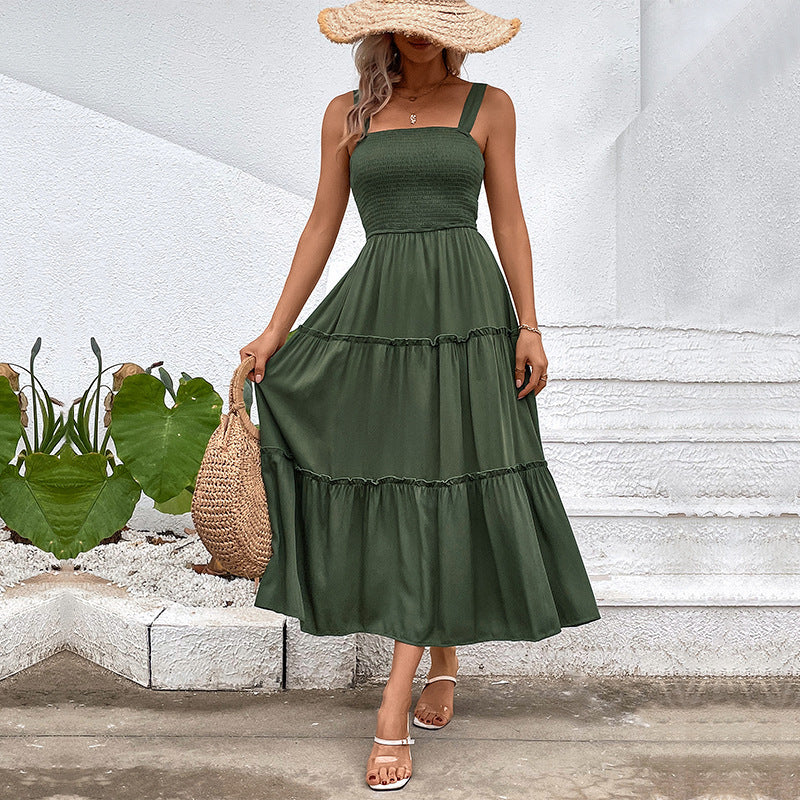 Smocked Bodice Tiered Midi Sundress