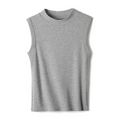 High Neck Ribbed Tank Top - Grey