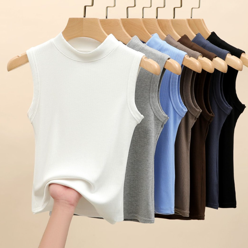 High Neck Ribbed Tank Top