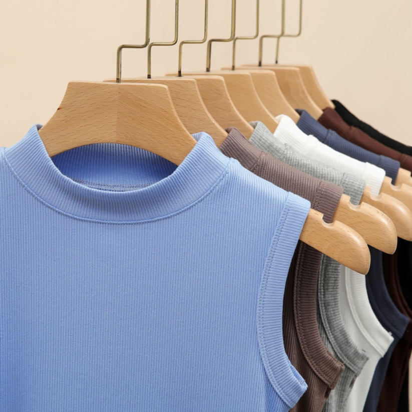 High Neck Ribbed Tank Top - view 2