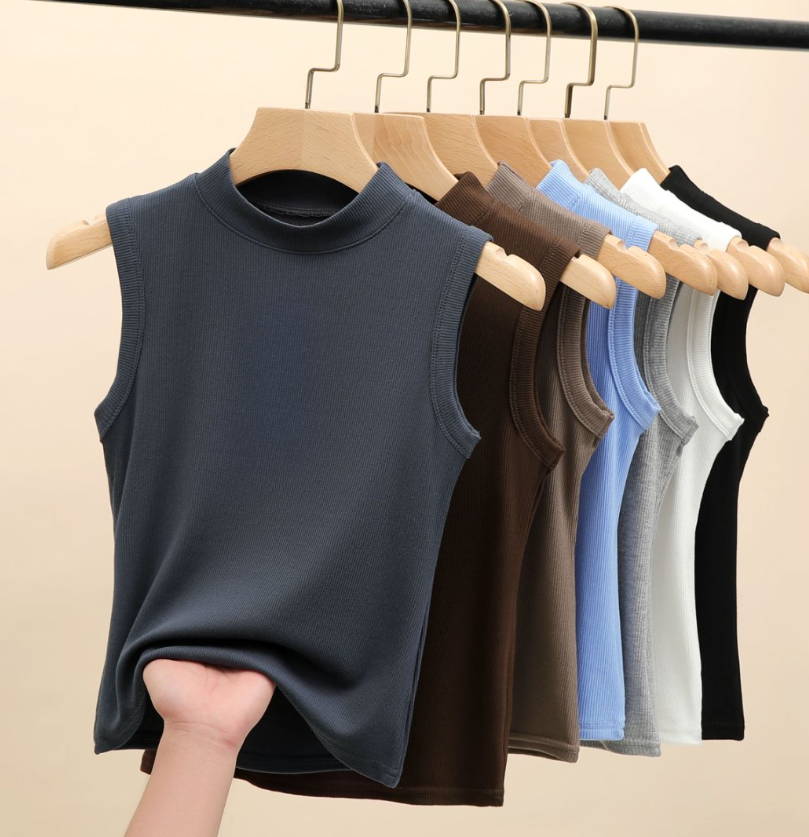 High Neck Ribbed Tank Top - view 3