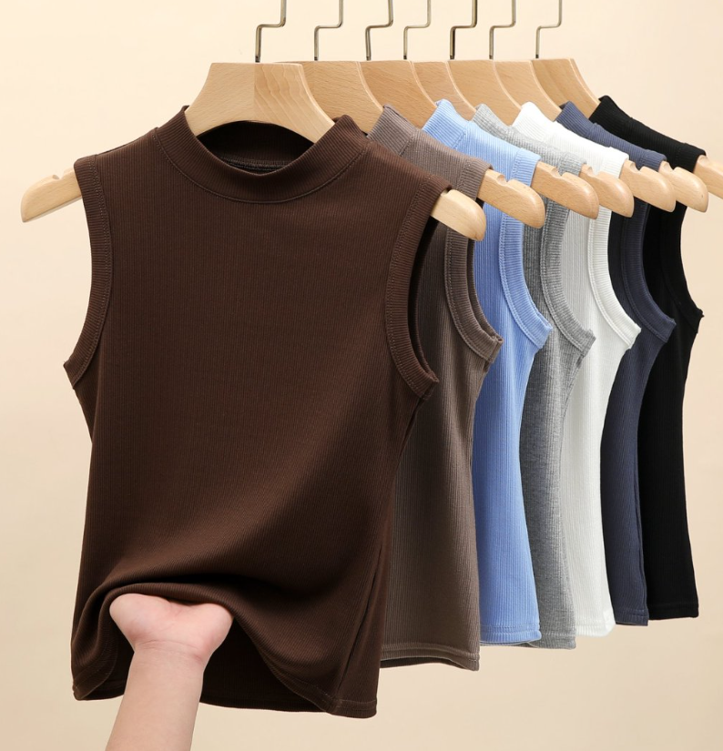 High Neck Ribbed Tank Top - view 4