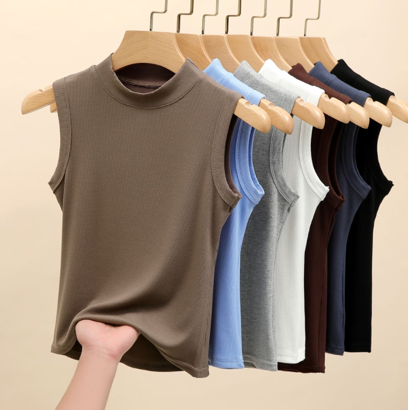 High Neck Ribbed Tank Top - view 5