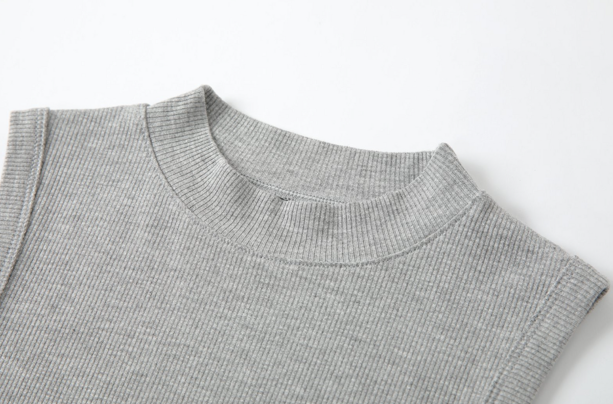 High Neck Ribbed Tank Top - view 8