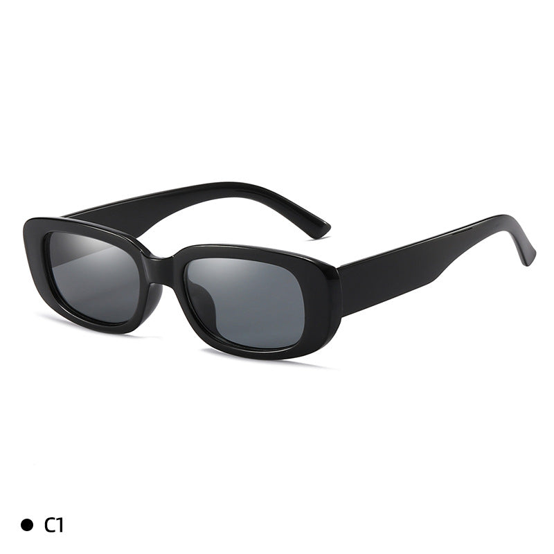 Chunky Rectangle Retro Frame Sunglasses - C1