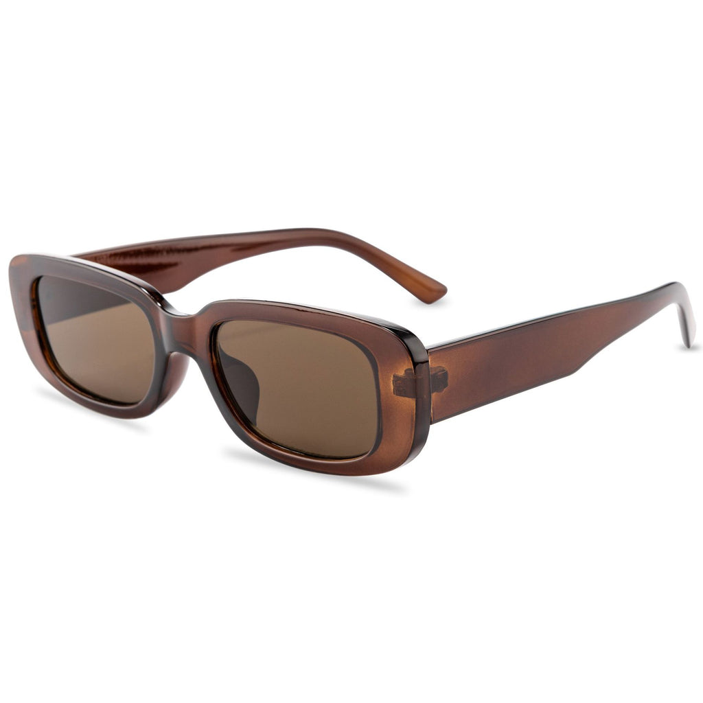 Chunky Rectangle Retro Frame Sunglasses - C3