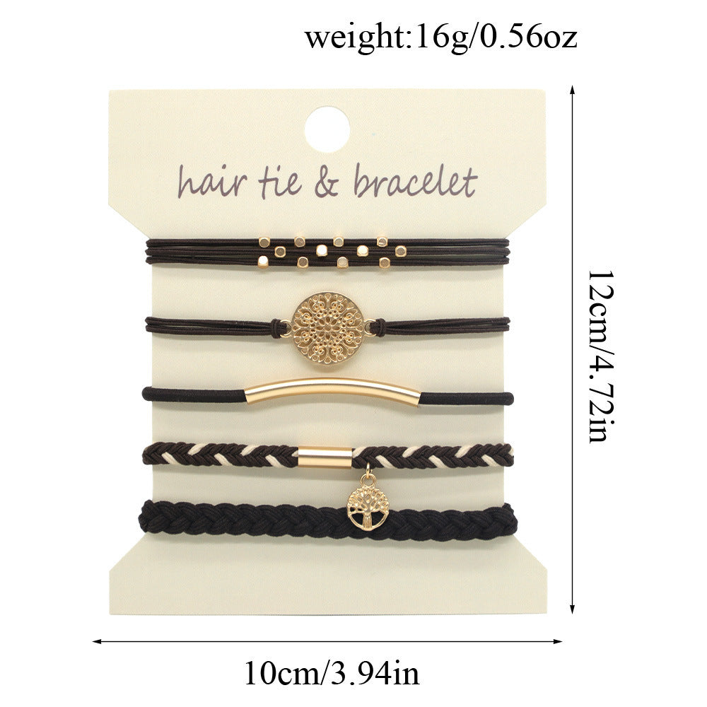 Coin Charm Hair Tie Bracelet Stack Set - view 3