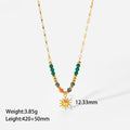Sun Charm Beaded Chain Necklace - Gold