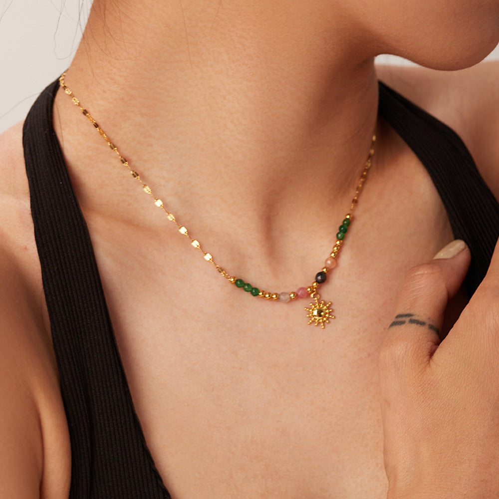 Sun Charm Beaded Chain Necklace - view 1