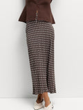 Polka Dot Fluted Hem Maxi Skirt - Coffee