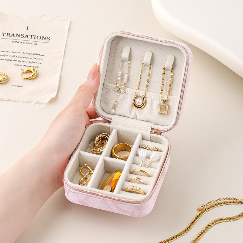 Swirl Marble Zip Jewelry Case Organizer - Pink