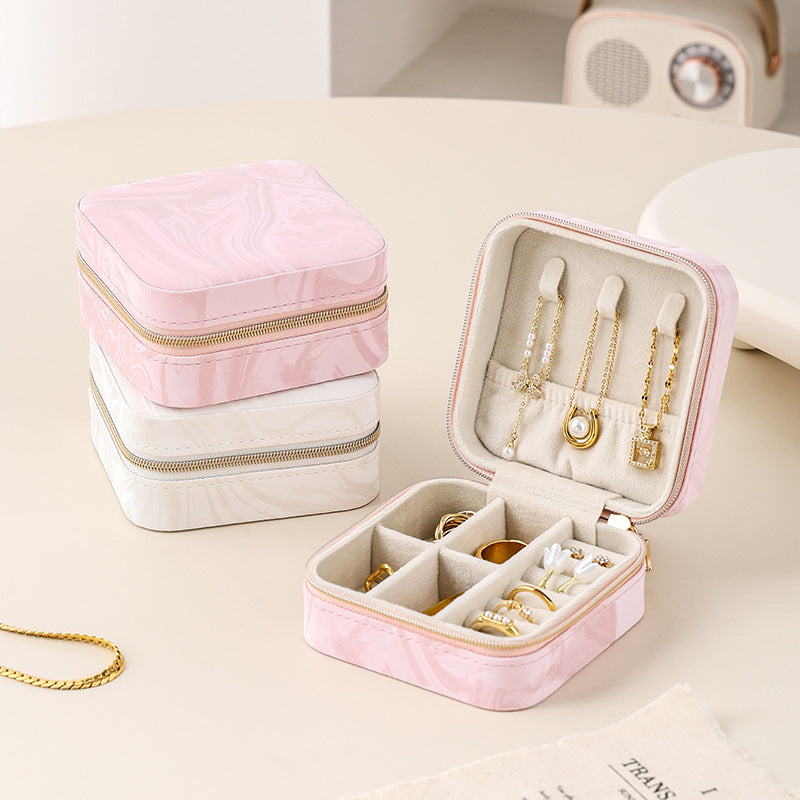 Swirl Marble Zip Jewelry Case Organizer