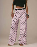 Polka Dot Wide Leg Loose Fit Jeans - Pink