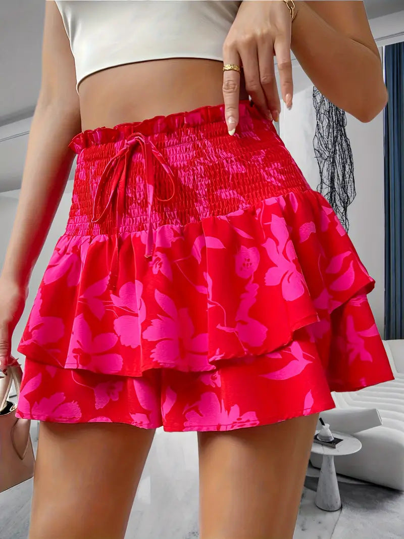 Smocked Waist Tiered Ruffle Mini Skirt - view 3