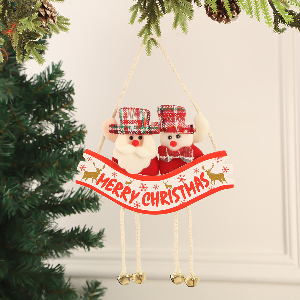 Holiday Plush Hanging Sign with Dangling Bell Legs - C1