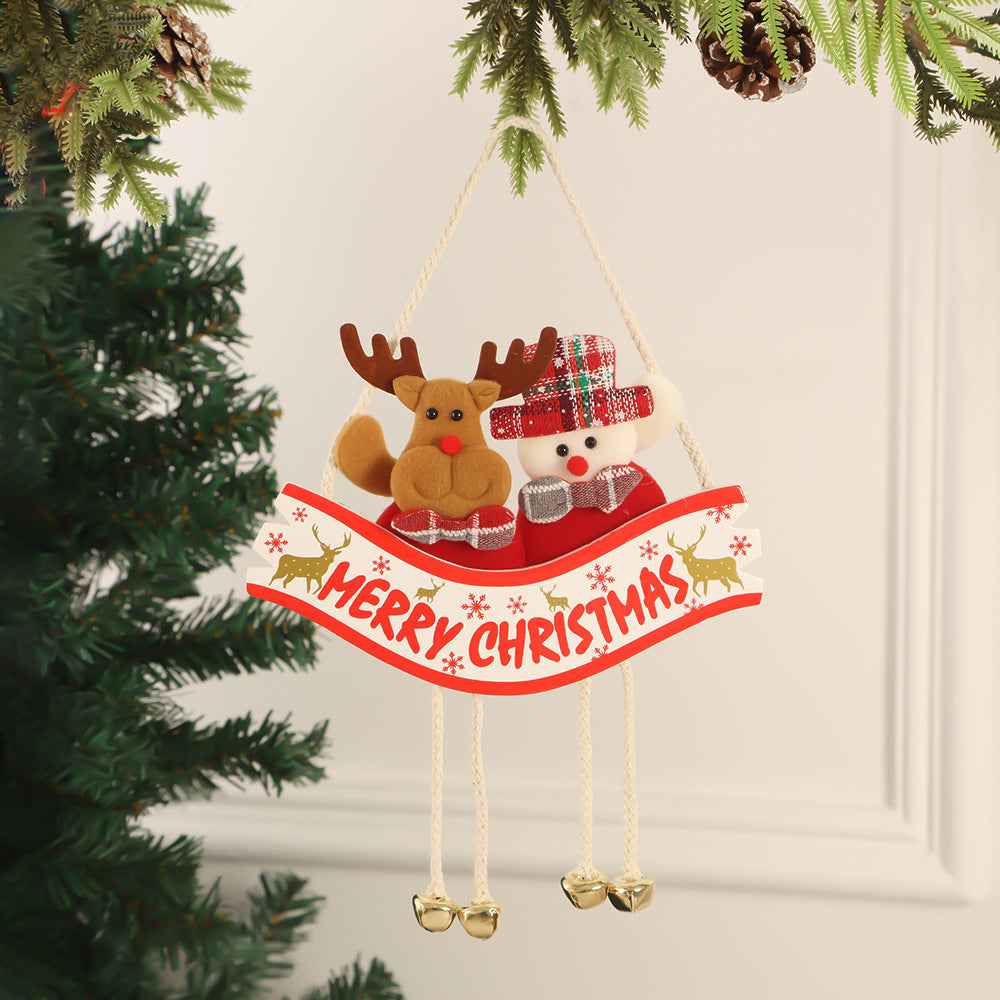 Holiday Plush Hanging Sign with Dangling Bell Legs - C2
