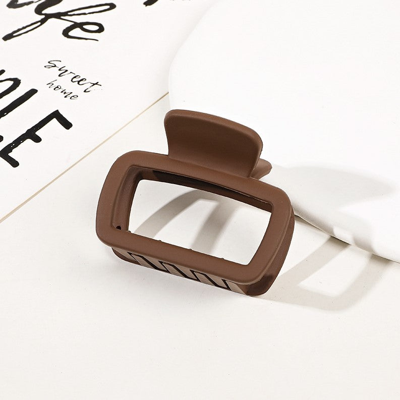Mini Rectangle Matte Hair Claw Clip - brown