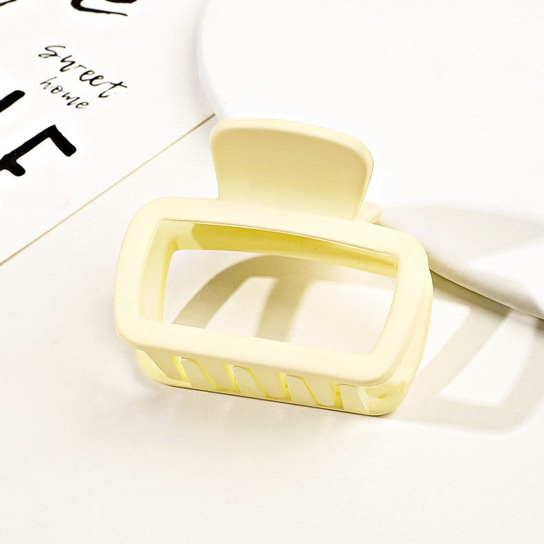 Mini Rectangle Matte Hair Claw Clip - butter