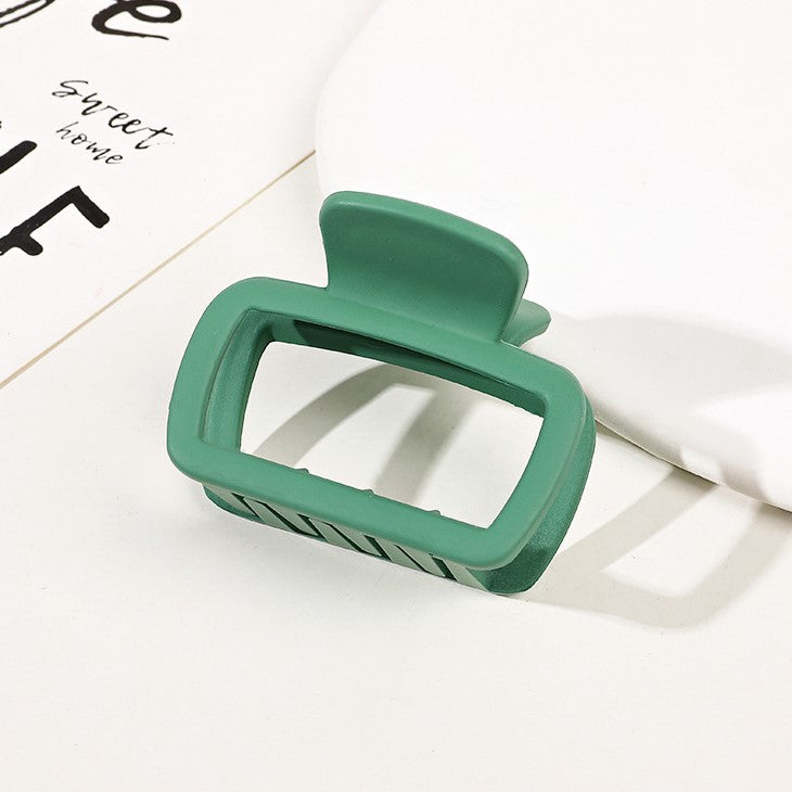 Mini Rectangle Matte Hair Claw Clip - green