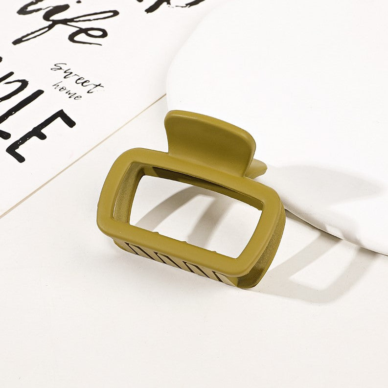 Mini Rectangle Matte Hair Claw Clip - olive