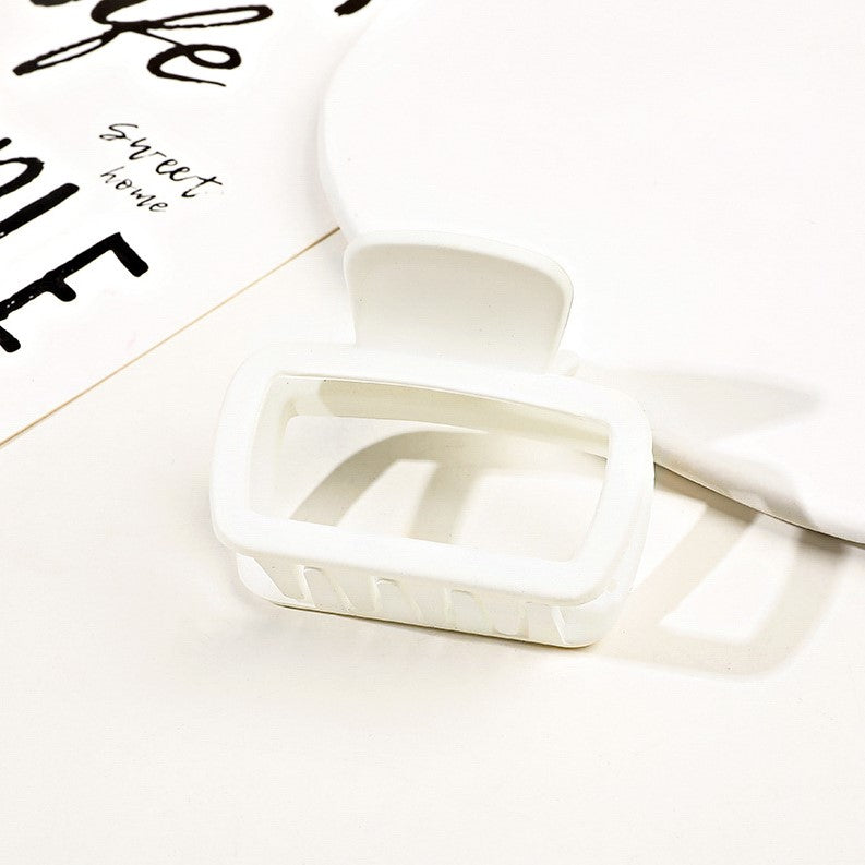 Mini Rectangle Matte Hair Claw Clip - white