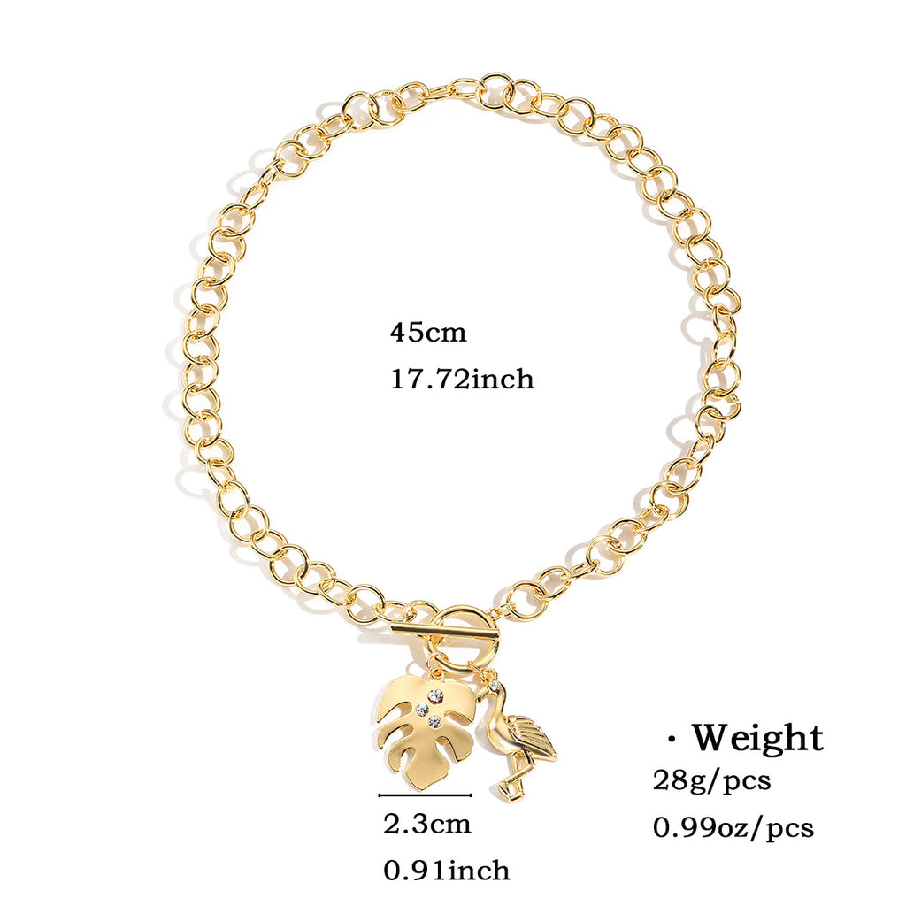 Anchor Flamingo Charm Chain Necklace - C2