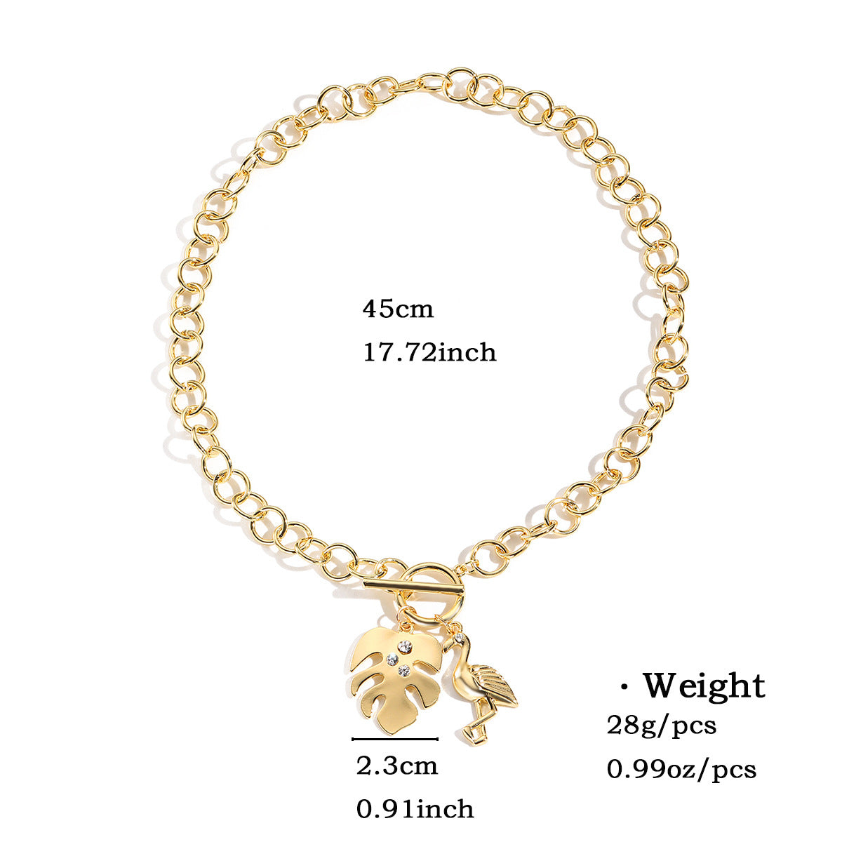 Anchor Flamingo Charm Chain Necklace - C2