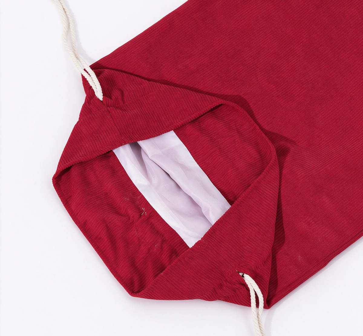 Drawstring Santa Sack With Beaded Star Tassel - Red - 1