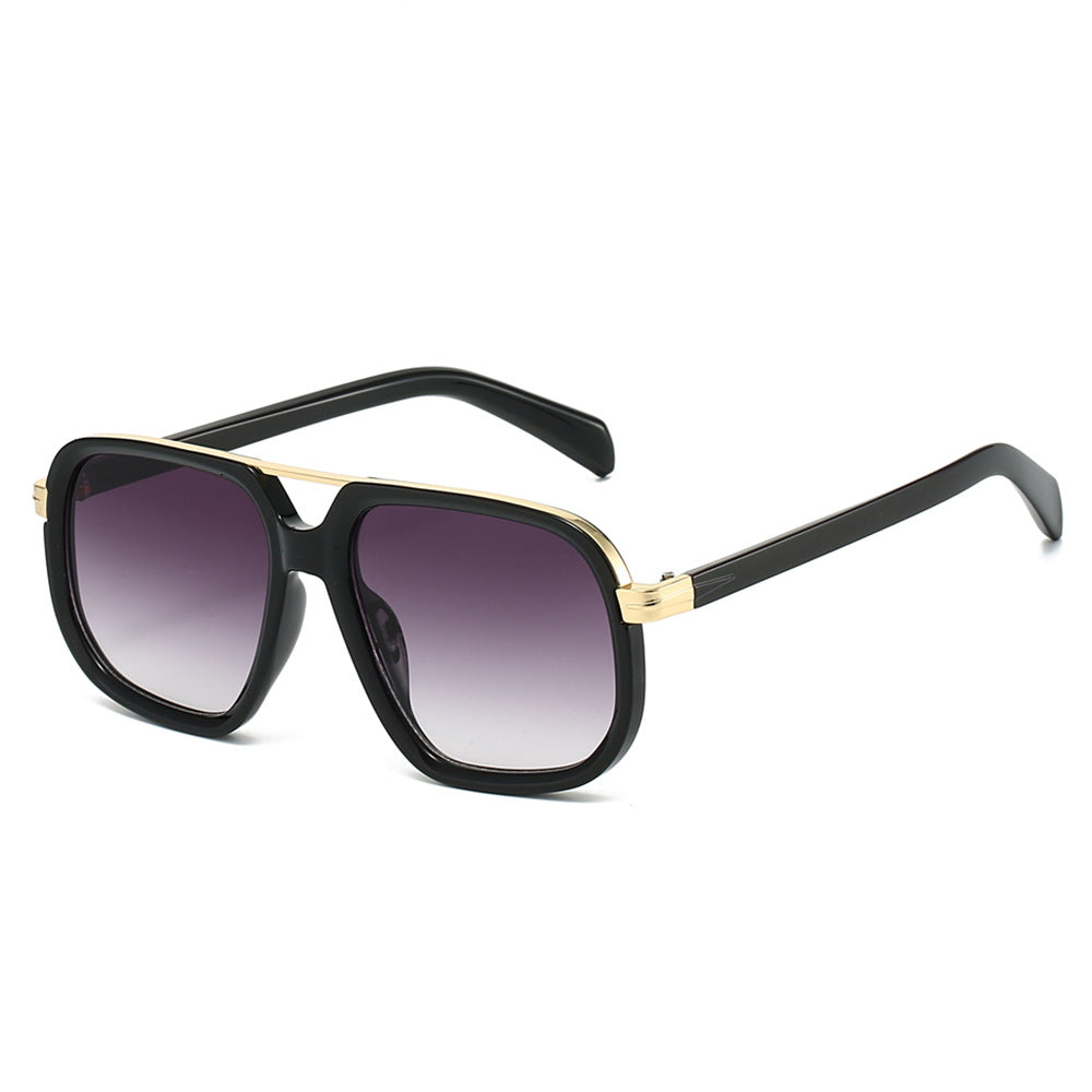 Gradient Lens Double Bridge Sunglasses - Black