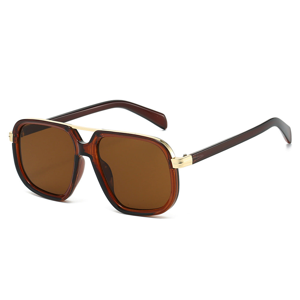 Gradient Lens Double Bridge Sunglasses - Brown
