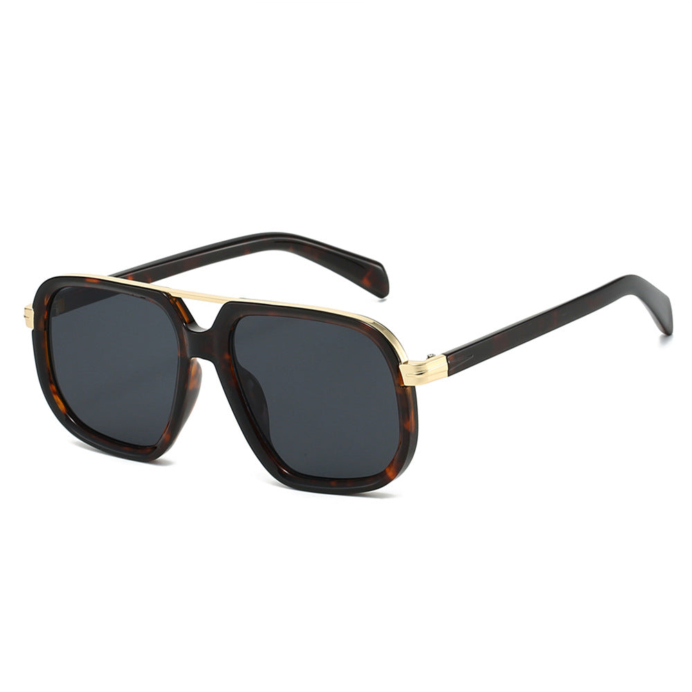 Gradient Lens Double Bridge Sunglasses - Leopard_B