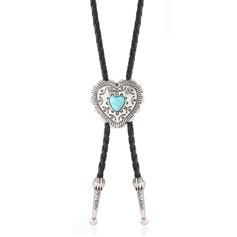 Western Heart Concho Lariat Bolo Necklace - C2