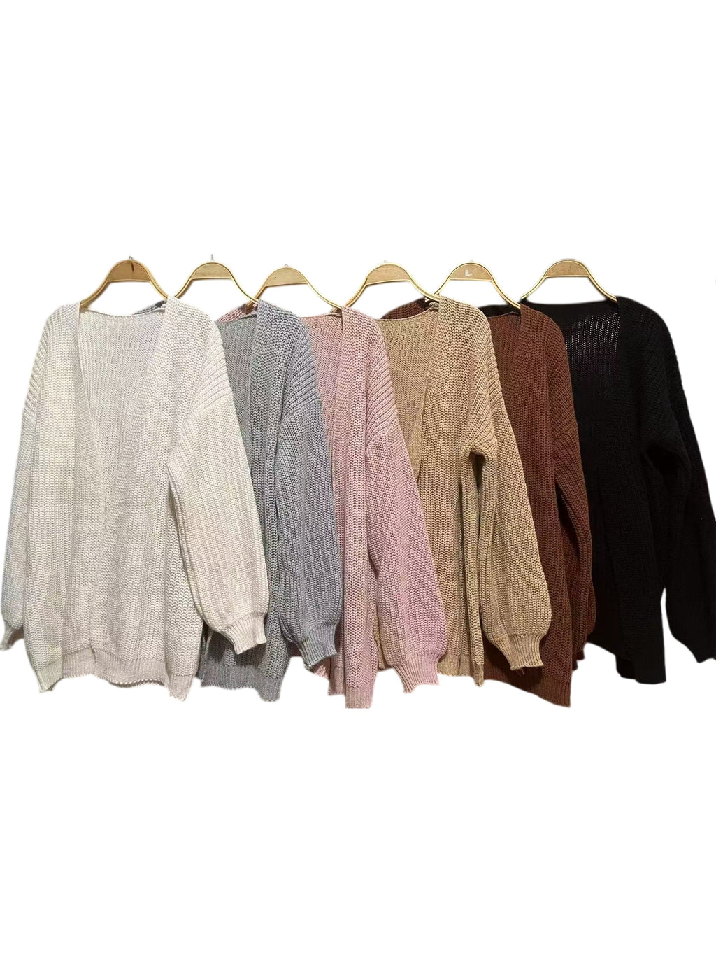 Chunky Knit Open Front Cardigan with Balloon Sleeves