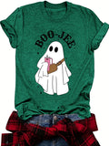 Retro Ghost With Handbag Halloween Tee - Green