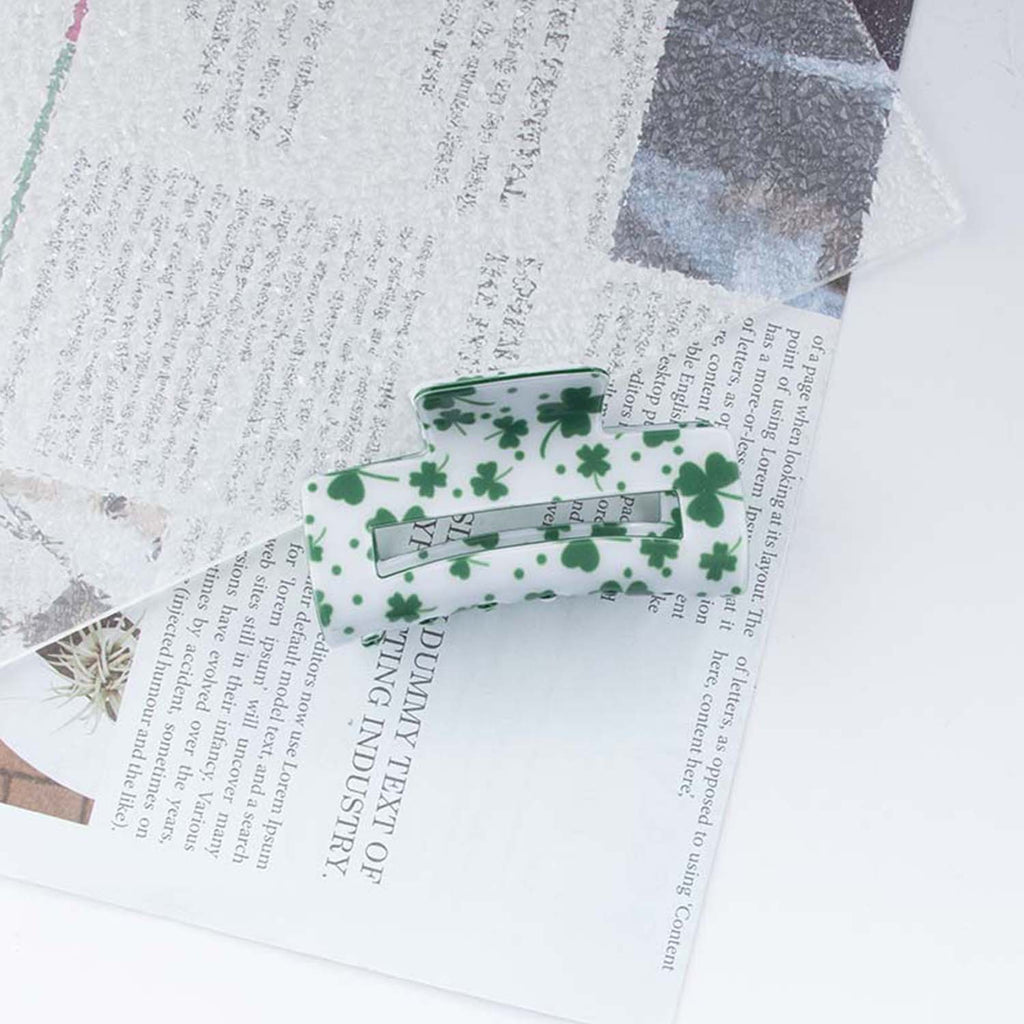 Shamrock Print Acetate Hair Claw Clip - NO01