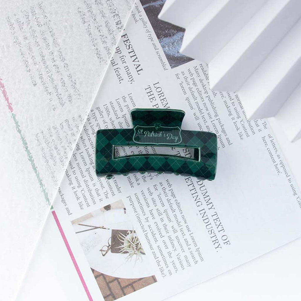 Shamrock Print Acetate Hair Claw Clip - NO02