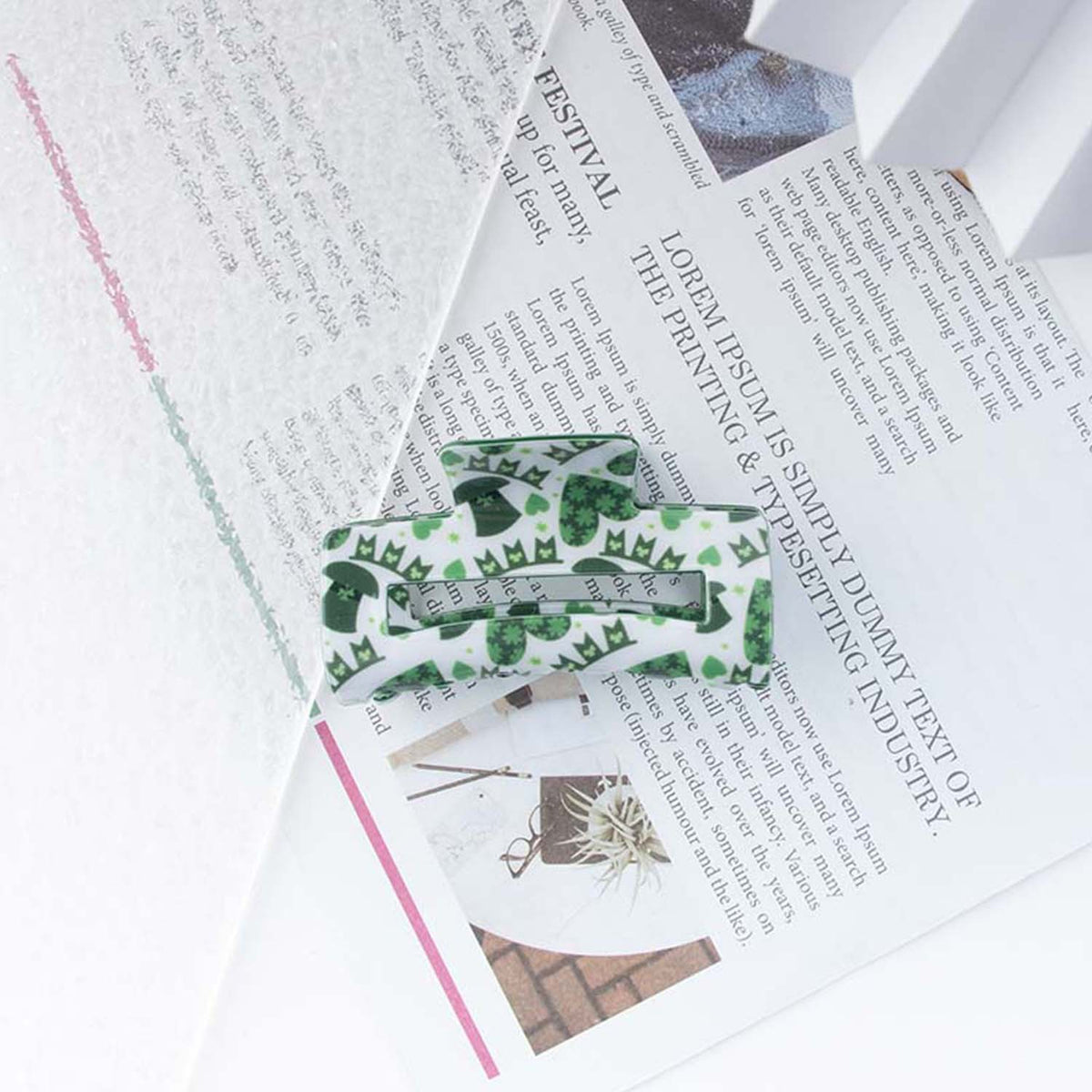 Shamrock Print Acetate Hair Claw Clip - NO03