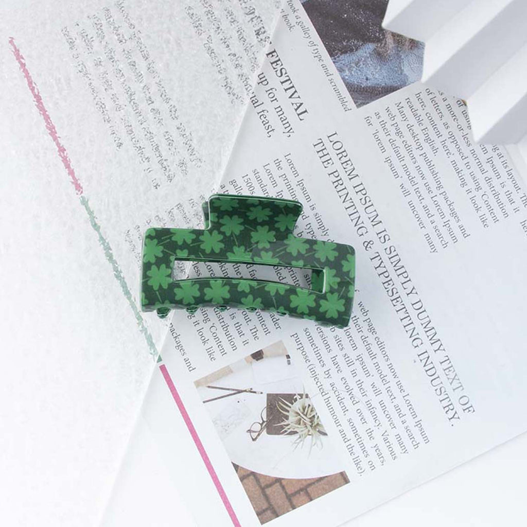 Shamrock Print Acetate Hair Claw Clip - NO05