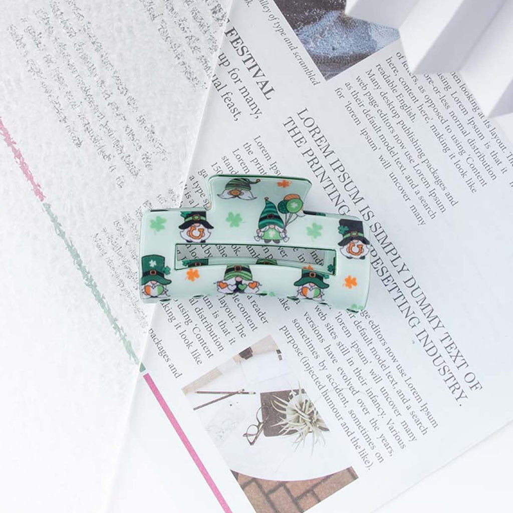 Shamrock Print Acetate Hair Claw Clip - NO06