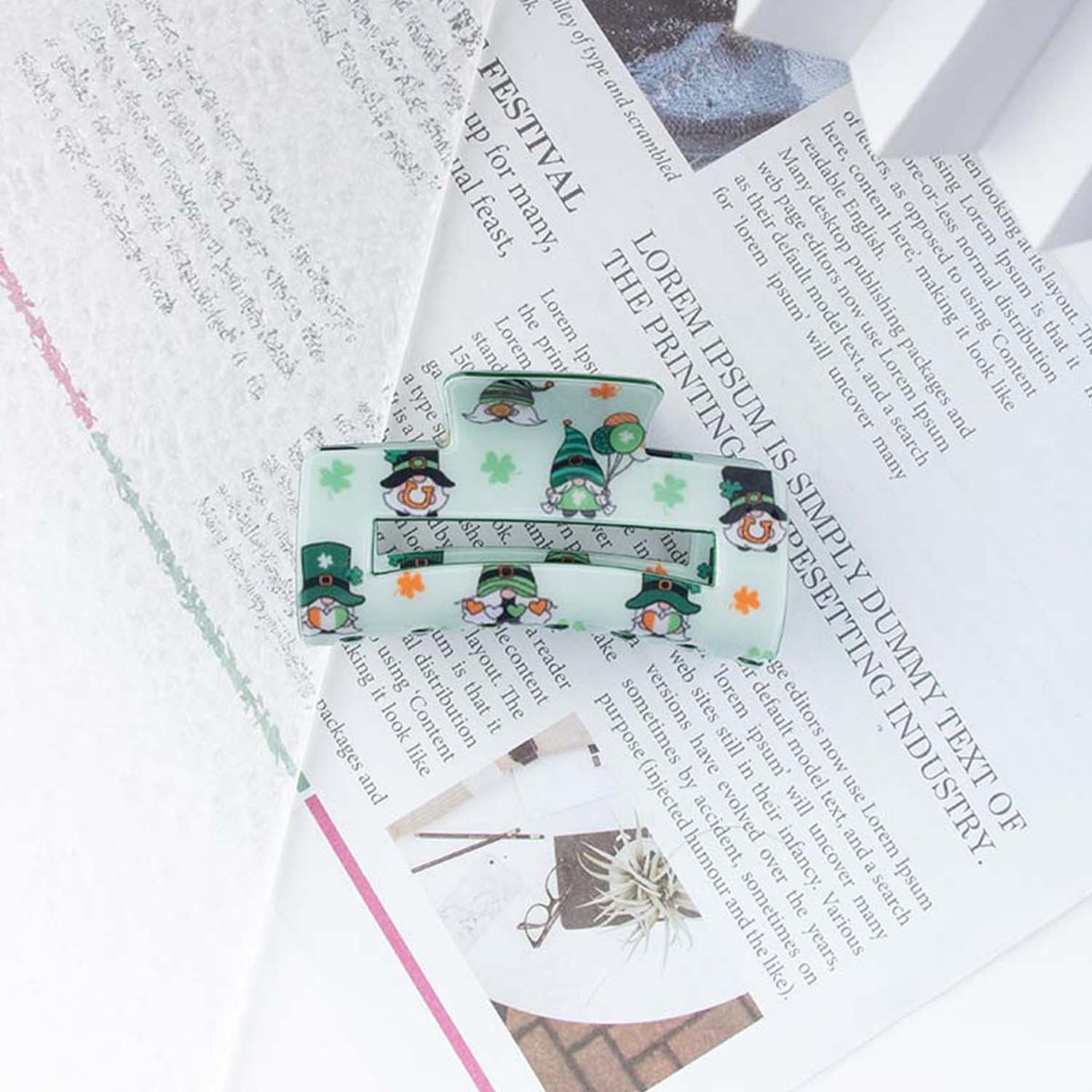 Shamrock Print Acetate Hair Claw Clip - NO06
