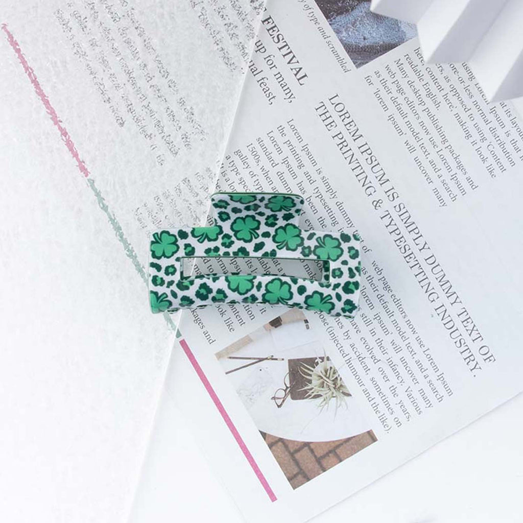 Shamrock Print Acetate Hair Claw Clip - NO07